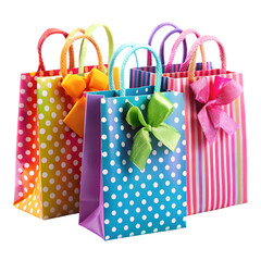Party gift bags isolated on transparent background  
