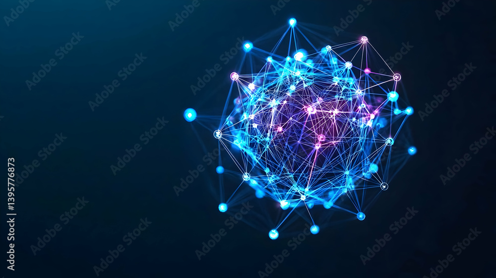 Poster abstract glowing sphere design with lines and dots