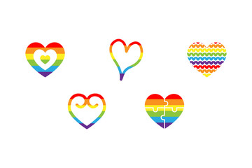 Set of Rainbow Colorful  Hearts Vector Illustration Bundle, Rainbow Hearts Vector Illustration Bundle, Colorful Hearts Vector Illustration Bundle 