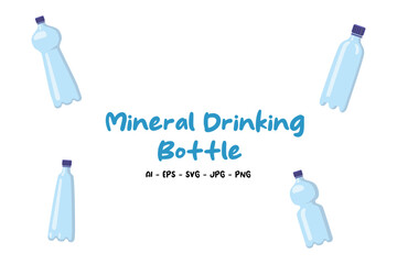A Set Of Mineral Drinking Water Bottles Vectore Illustration, Water Bottles Vector Illustration Bundle, Set Of Mineral Water Bottles In Different Shapes And Sizes  