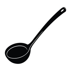 wooden ladle spoon with long handle vector on white background.