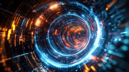 Obraz premium Quantum Core Illuminated with Swirling Holographic