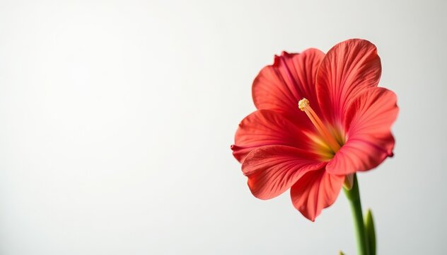 - Close-up shot of vibrant gladiola flower on white backdrop, nature, isolated