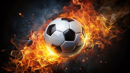 Fototapeta premium Fiery Soccer Ball: Extreme Sports Action Stock Photo