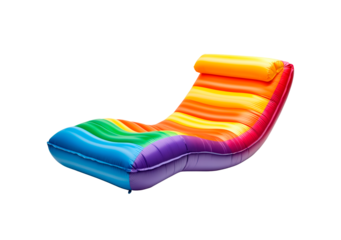 Colorful inflatable lounge chair isolated on transparent background