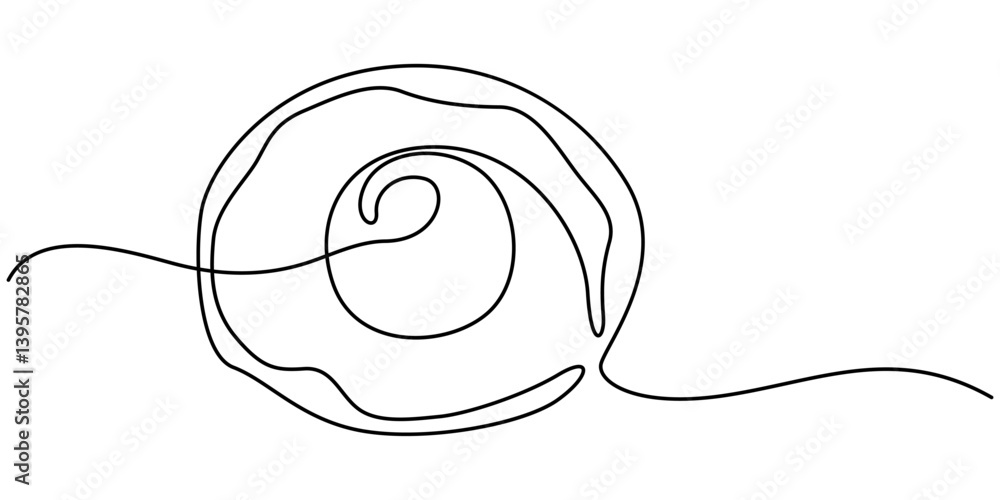 Poster continuous black line and color egg shapes, continuous one line drawing of easter eggs. silhouette o