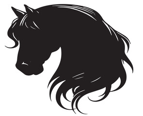 silhouette of Horse head Logo horse with haired isolated white background vector illustration