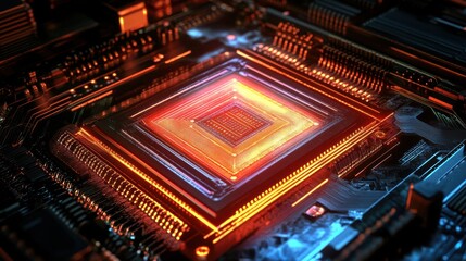Quantum Chip Glowing under Swirling Binary Projection