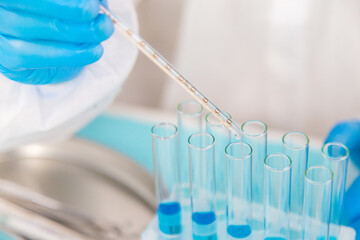 Water research in the laboratory. Selective focus.