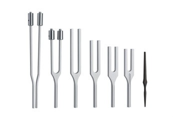 Set of tuning forks isolated on transparent background PNG background