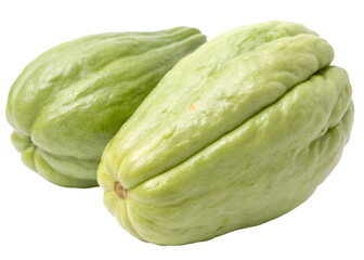 Fresh chayote vegetable or mexican cucumber isolated on transparent background.
