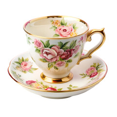 Porcelain teacup isolated on transparent background  
