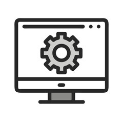 Computer Monitor Gear Settings Icon Design