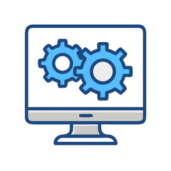Computer Monitor Gear Settings Icon Design