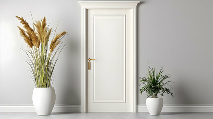Stylish Interior Design With Plants And Door