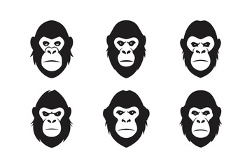 gorilla chimpanzee face vector art silhouette