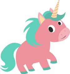 pastel cartoon unicorn with teal mane
