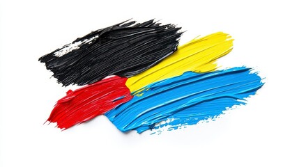 Abstract Colorful Brush Strokes on White Canvas Background