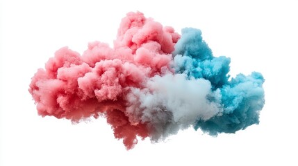 Fototapeta premium Colorful Smoke Cloud in Pink and Blue on White Background