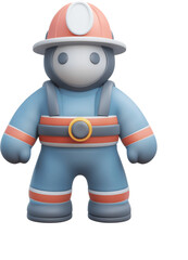Colorful 3D clay emoticon character dressed as a miner featuring a hard hat and overalls with a transparent background