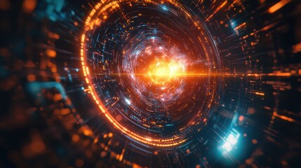 Quantum Computing Core with Vibrant Glowing Circuit