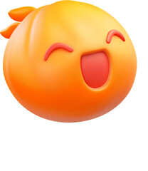 Happy orange emoji with a joyful expression designed in 3D clay style on a transparent background ideal for digital communication
