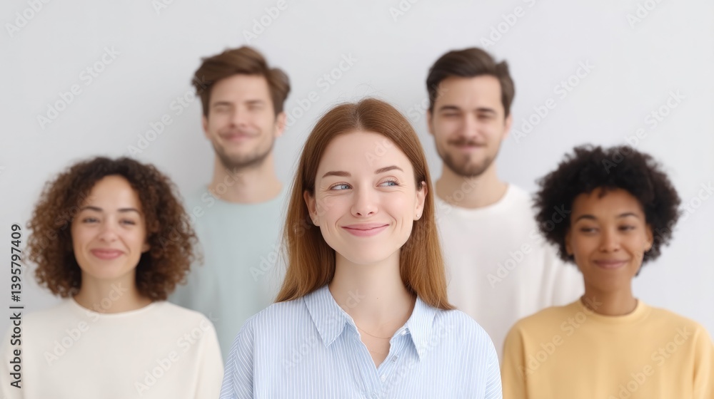 Poster close-up of diverse expressions capturing different workplace emotions in minimalistic and clean ima