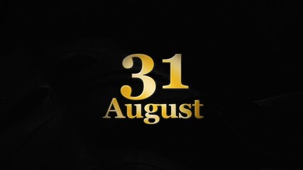 31th August Logo Video, Golden 31 August Text Animation Effects On Black Background 