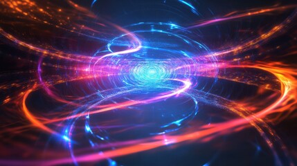 Obraz premium Quantum System illuminated by Swirling Holographic.