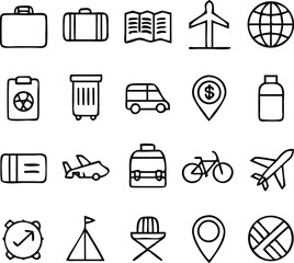 Travel Icons Vector Art | Vacation, Exploration & Adventure Line Icon Pack