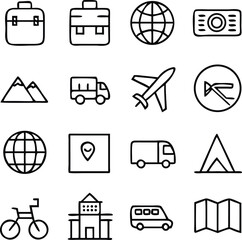 Travel Icons Vector Art | Vacation, Exploration & Adventure Line Icon Pack