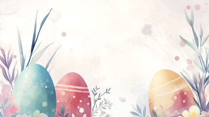 Watercolor easter eggs illustration for spring holiday background art