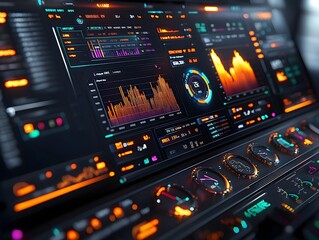 High tech data dashboard for real time business analytics