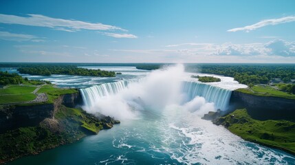 Fototapeta premium Majestic Niagara Falls Overlooking Lush Green Landscape in Daylight