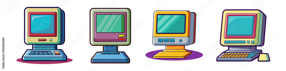 Aufkleber retro computer collection a nostalgic look at vintage desktop personal computers