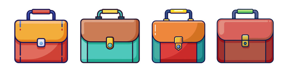Collection of Colorful Briefcases Portfolio Bags for Business Travel