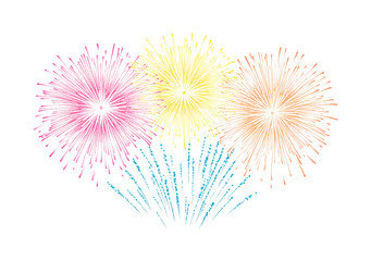 Obraz premium Vibrant fireworks isolated on transparent background