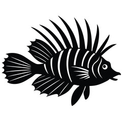 Fototapeta premium Lionfish silhouette vector isolated on white background