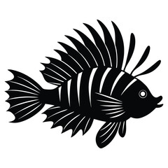 Lionfish silhouette vector isolated on white background