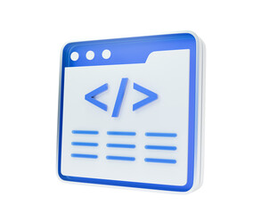 3d icon of metadata coding display on web browser.