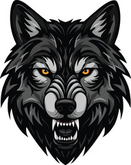Fierce Tribal Wolf Head Vector – Aggressive Wild Animal Illustration for Tattoo & Graphic Design