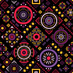 Ethnic seamless in native style. Vector pattern with African art decoration tribal geometric shape symbols. Folk background vector. Tent boarder backdrop. Abstract Aztec line motif