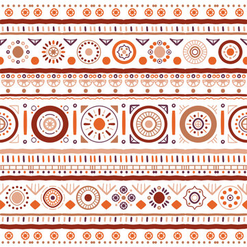 Ethnic seamless in native style. Vector pattern with African art decoration tribal geometric shape symbols. Folk background vector. Tent boarder backdrop. Abstract Aztec line motif