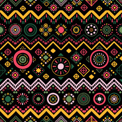 Ethnic seamless in native style. Vector pattern with African art decoration tribal geometric shape symbols. Folk background vector. Tent boarder backdrop. Abstract Aztec line motif