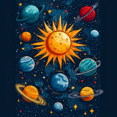Cosmic dance of celestial bodies outer space digital artwork starry environment wide view astronomy concept