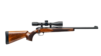 vintage hunting rifle with wooden stock and mounted scope, showcasing craftsmanship