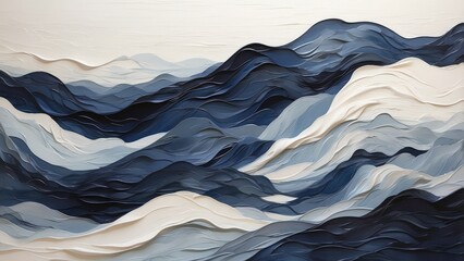 Abstract image featuring flowing, undulating curves in varying shades of blue