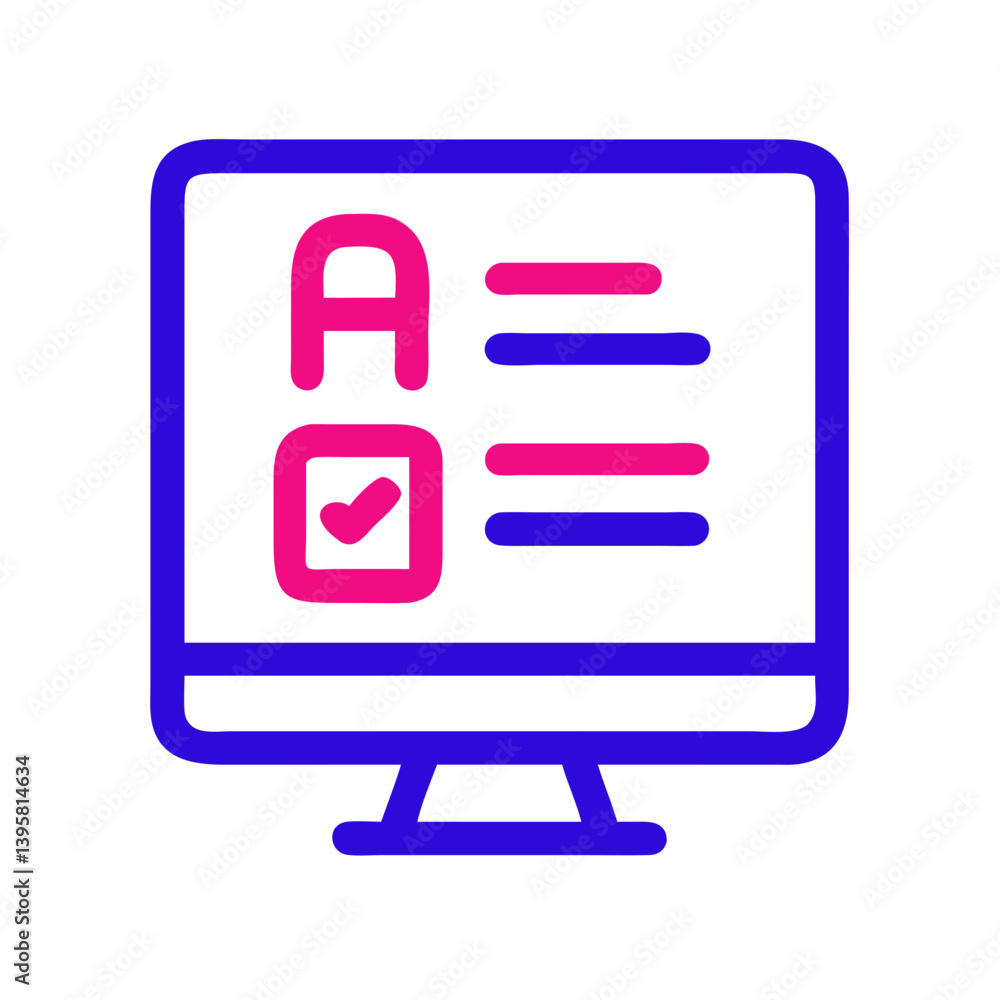 Poster icon of online exam interface with checkbox and text
