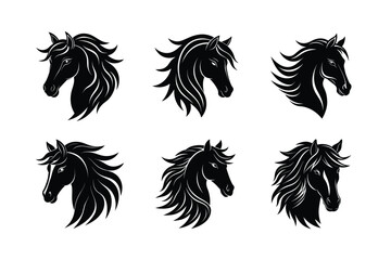 horse head mane vector art silhouette