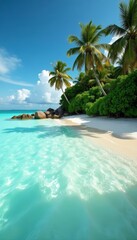 Idyllic tropical paradise with crystal clear water and white sand, tropical, paradise